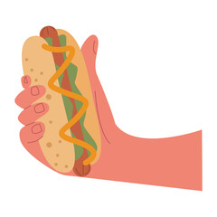 hand lifting hot dog