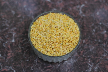 Lathyrus sativus, grass pea on a glass bowl