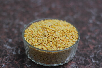 Lathyrus sativus, grass pea on a glass bowl