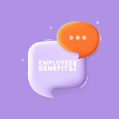 Employee benefits. Speech bubble with Employee benefits text. 3d illustration. Pop art style. Vector line icon for Business and Advertising