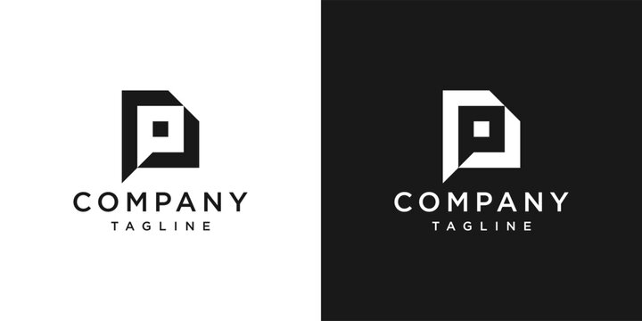 Creative Letter P Monogram Logo Design Icon Template White and Black Background
