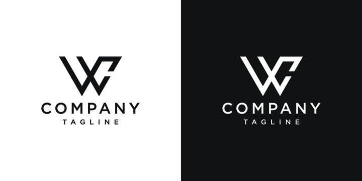 Creative Letter WC Monogram Logo Design Icon Template White and Black Background
