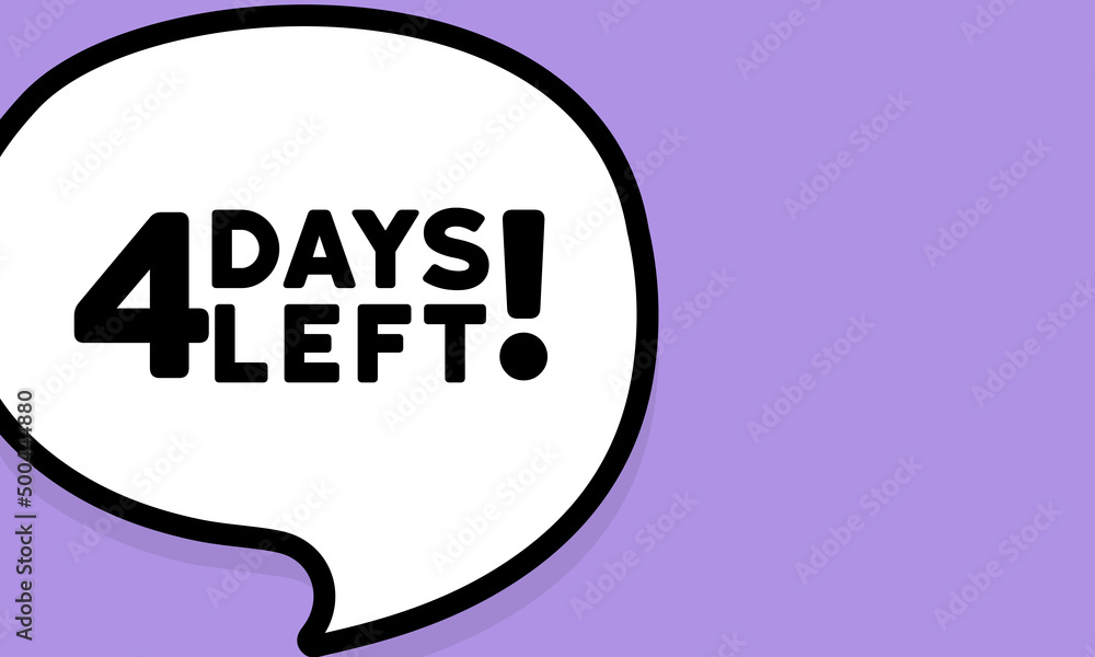 Poster speech bubble with 4 days left text. boom retro comic style. pop art style. vector line icon for bus