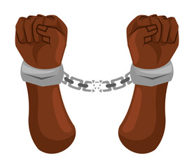 slave hands with handcuffs