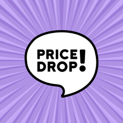 Speech bubble with price drop text. Boom retro comic style. Pop art style. Vector line icon for Business and Advertising