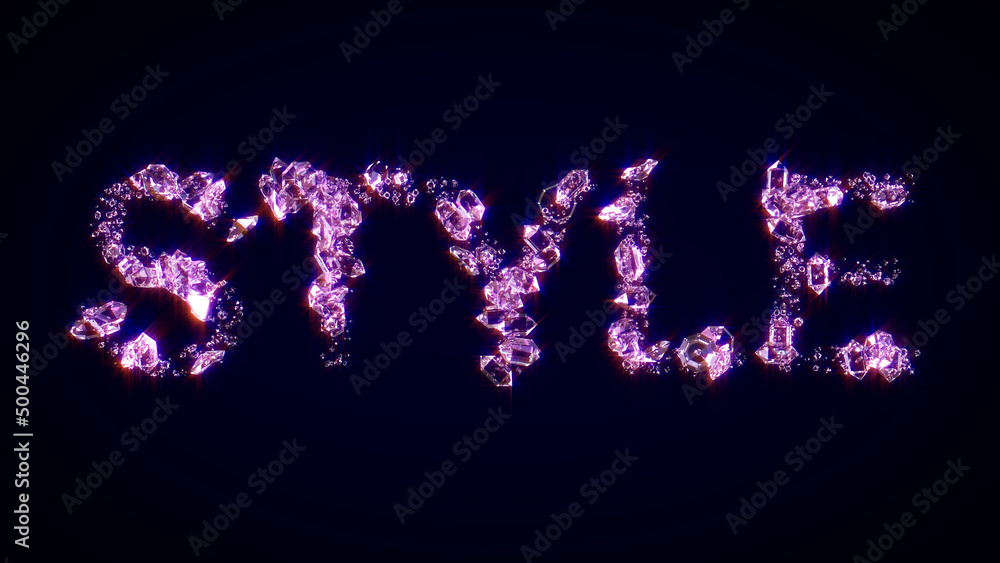 Poster style - text made of shining pink diamonds, isolated - object 3d rendering