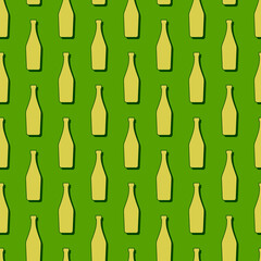 Martini bottles seamless pattern. Line art style. Outline image. Color repeat template. Party drinks concept. Illustration on background. Flat design style for any purposes