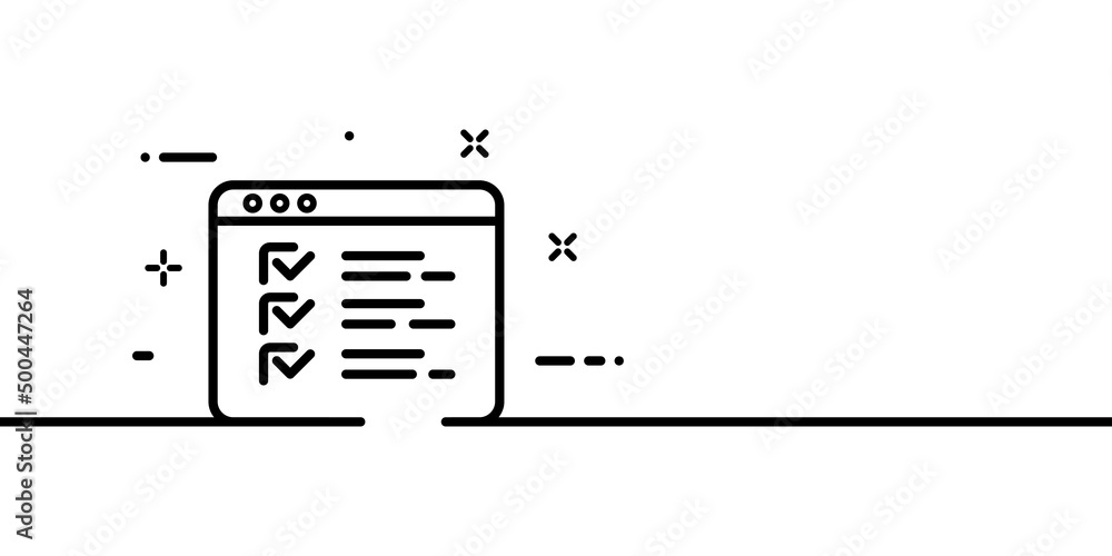 Poster checkmark line icon. website with three checkmark. feedback. one line style. vector line icon for bu