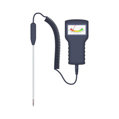 pH meter for soil with an external electrode. Device for measuring the acidity of the soil. Vector illustration.