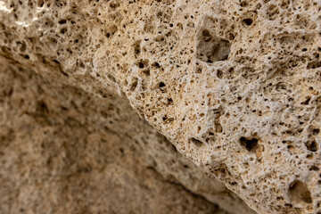 Coral cliff at the shore of Playa Jeremi on the Caribbean island Curacao