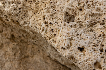 Coral cliff at the shore of Playa Jeremi on the Caribbean island Curacao