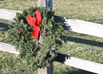 Wreath on Wooden Fence