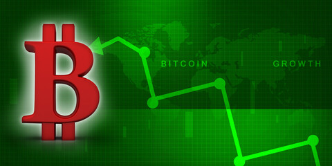 3d rendering bitcoin sign currency