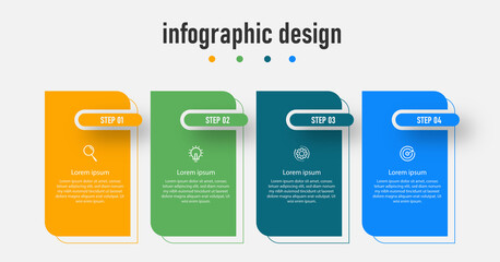 Infographic design for business concept. Can be used for info graphics, flow charts, presentations, web sites, banners, label template with icons. 4 options or steps.
