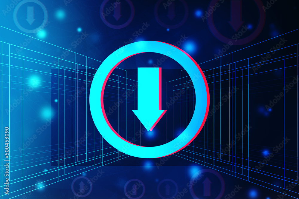 Poster 2d rendering downloading arrow icon