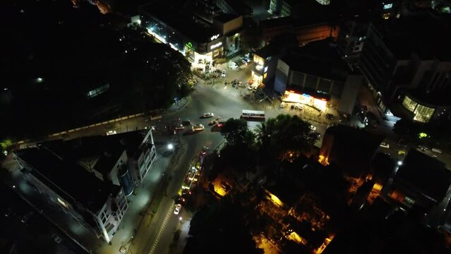 Bangalore, India 24th March 2022:  An aerial shot of Garuda Mall in Bangalore city with live traffic. The capital city of Karnataka drone view. heart of the central business district in Bengaluru.