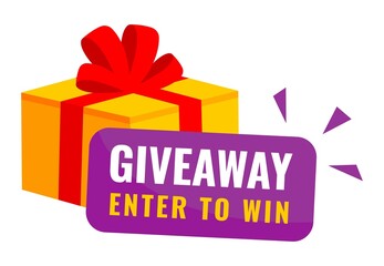 Giveaway  enter to win vector lettering. Giveaway banner for social media contests and special offer. Vector stock illustration. Gift box vector illustration