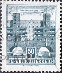 Austria - circa 1964 : a postage stamp from Austria, showing the historic buildings of Vienna...