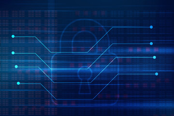 2d illustration Safety concept: Closed Padlock on digital background