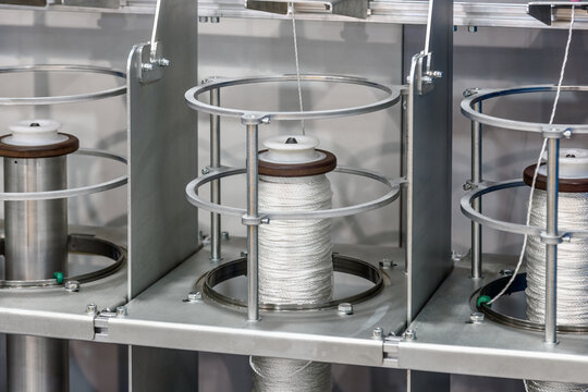 Spinning Rope Store Close-up of Spinning Threads in Rope Manufacturing
