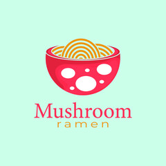 Design of a mushroom ramen logo. Suitable for any ramen, noodle, fast food, Korean, or Japanese food business, as well as any other business.