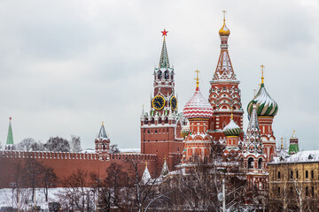 View of the Moscow Kremlin and St. Basil's Cathedral from Zaryadye Park