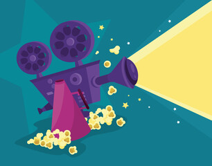 cinema camera and popcorn