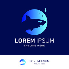 shark and moon logo design