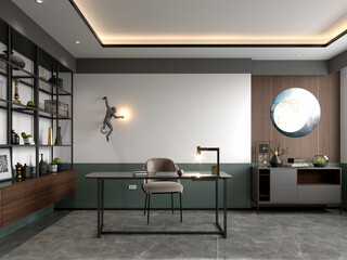 3d render of modern office, working room