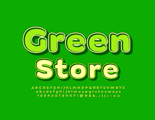 Naklejka premium Vector eco logo Green Store. Trendy style Font. Set of modern Alphabet Letters, Numbers and Symbols