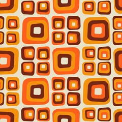 Seamless geometric vintage pattern in retro 70s style, vector illustration - 500457228
