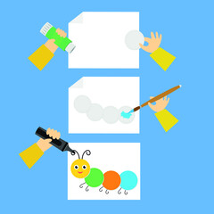 craft for children a caterpillar made of cotton pads