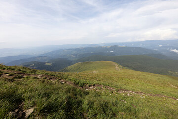 Fototapeta premium Panorama of mountains in the Ukrainian Carpathians on a summer day.
