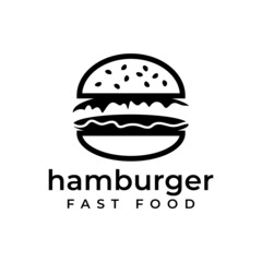 Obraz premium burger logo design vector template, Fast food logo, badge flat modern minimal design illustration