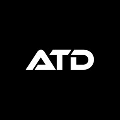 ATD letter logo design with black background in illustrator, vector logo modern alphabet font overlap style. calligraphy designs for logo, Poster, Invitation, etc.