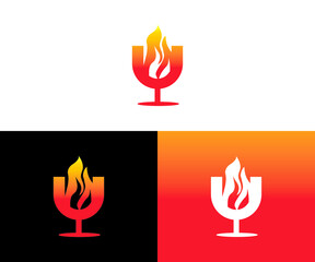 Unique U fire logo design