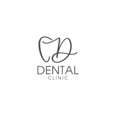 line art letter D tooth dental logo design
