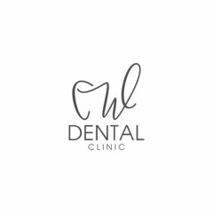 line art letter W tooth dental logo design