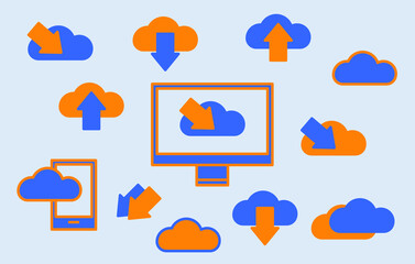 Cloud Computing Concept on Different Electronic Devices. Vector