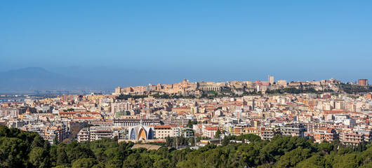 Panoramic view of Cagliari - the capital of the Italian island of Sardinia