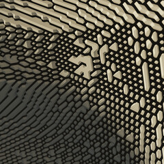 3d render voxel golden futuristic abstract background with layers