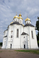 Fototapeta na wymiar Ancient Ukrainian Orthodox Church. Ukrainian baroque architecture. Catherine's Church is a functioning church in Chernihiv, Ukraine.