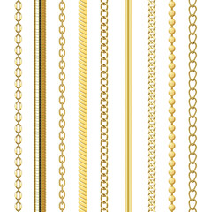 Collection golden chains and necklaces realistic vector fashion jewelry appearance bijouterie