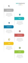 Vertical infographic design with icons and 6 options or steps. Thin line. Infographics business concept. Can be used for info graphics, flow charts, presentations, mobile web sites, printed materials.