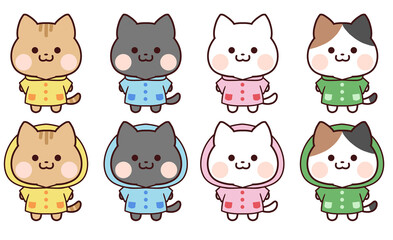 レインコートを着た猫