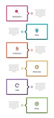 Vertical infographic design with icons and 6 options or steps. Thin line. Infographics business concept. Can be used for info graphics, flow charts, presentations, mobile web sites, printed materials.