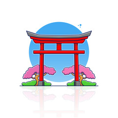 Illustration vector graphic of  Japanese Torii gate Cartoon