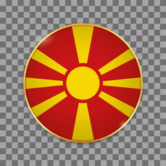 vector illustration of round button banner with country flag of North Macedonia