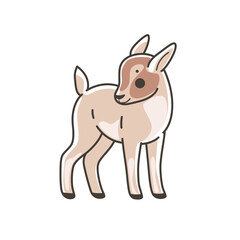 Fototapeta na wymiar Illustration of baby goat. Simple flat vector illustration for emblem, badge, insignia.