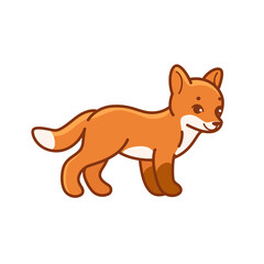 Cute fox cub - cartoon animal character. Vector illustration in flat style isolated on white background.